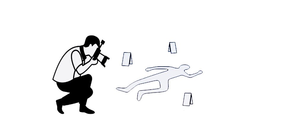 Combined icons for crime scene forensics.